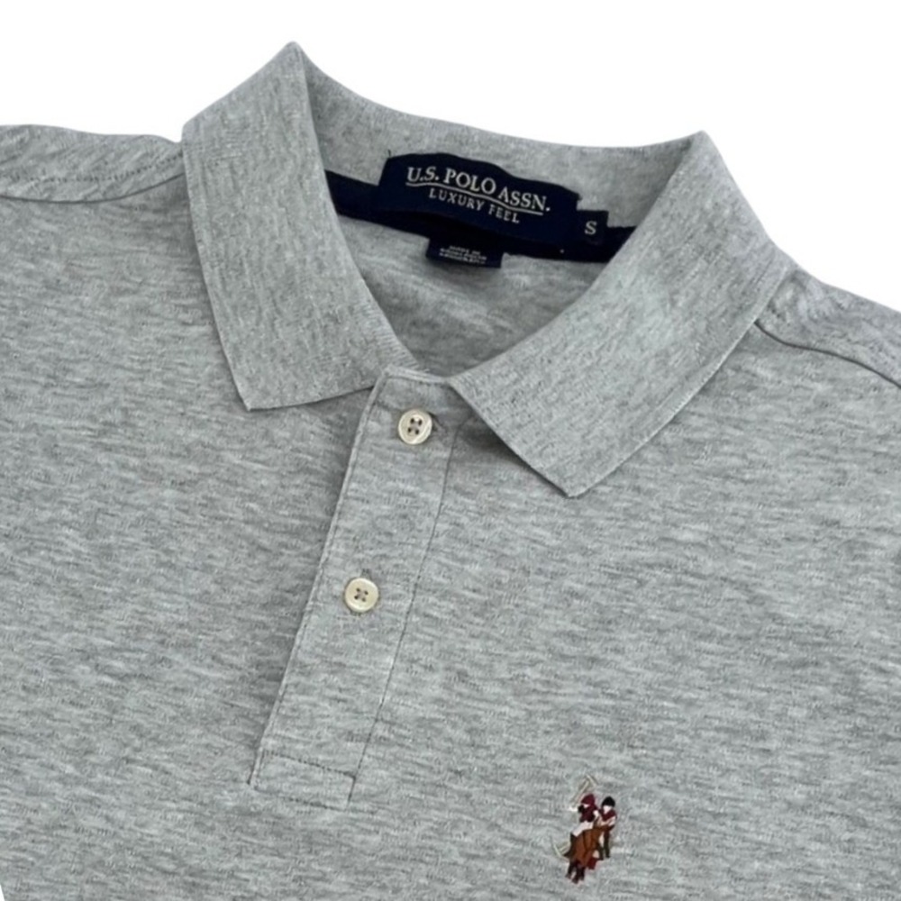 NWT U.S. Polo Assn Interlock Polo Mens‎ Small Light Gray Heather Luxury Feel